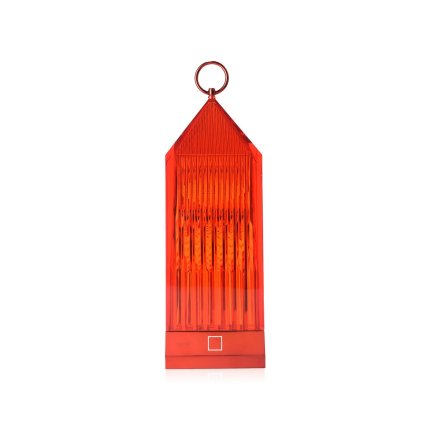 Lampa portabila de exterior Kartell Lantern design Fabio Novembre, 1,2W LED, rosu transparent