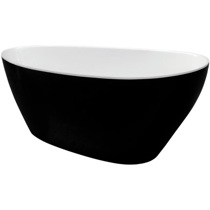 Cada free-standing Besco Goya Black & White XS 142x62cm, negru-alb, ventil click-clack cu top cleaning grafit