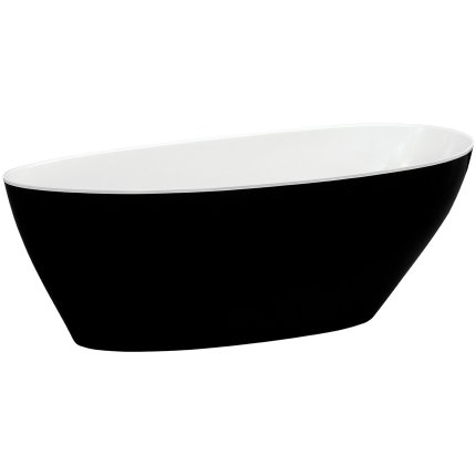 Cada free-standing Besco Goya Black & White XS 142x62cm, negru-alb, ventil click-clack cu top cleaning crom