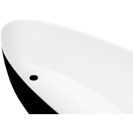 Cada free-standing Besco Goya Black & White XS 142x62cm, negru-alb, ventil click-clack cu top cleaning negru mat