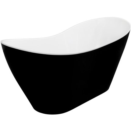 Cada free-standing Besco Viya Black & White 160x70cm, negru-alb, ventil click-clack cu top cleaning auriu