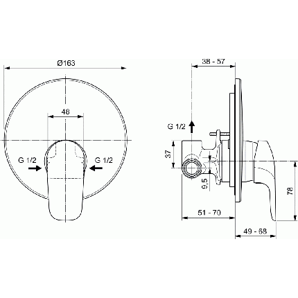 Set vas WC suspendat Ideal Standard Connect cu functie de bideu si actionare cu montaj incastrat Ceraflex