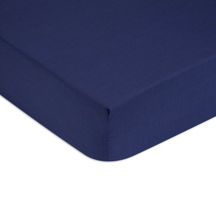 Cearceaf de pat cu elastic Tommy Hilfiger Unis Satin 160x200cm, Albastru Navy