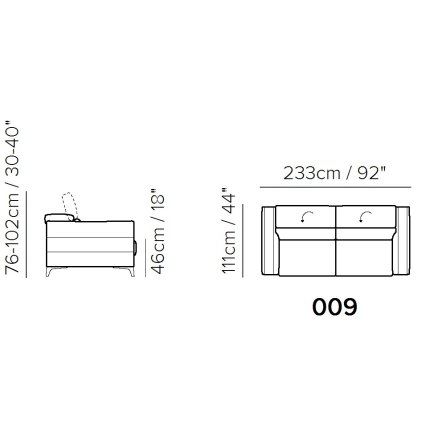 Canapea Softaly Orgoglio B979 cu 3 locuri, tetiere reglabile, 233cm, tapiterie Mattinata gri 01
