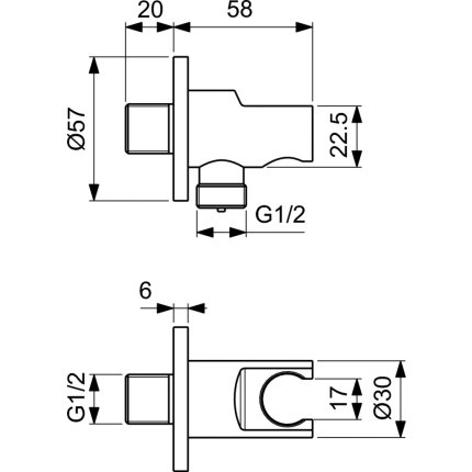 Conector FixFit Ideal Standard Ideal Rain Round cu agatatoare de dus, negru mat