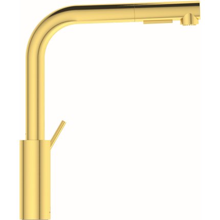 Baterie bucatarie Ideal Standard Gusto, 295mm, pipa extractibila L rotativa, brushed gold