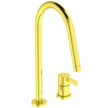 Baterie bucatarie Ideal Standard Gusto din 2 elemente, 218mm, pipa R rotativa, brushed gold