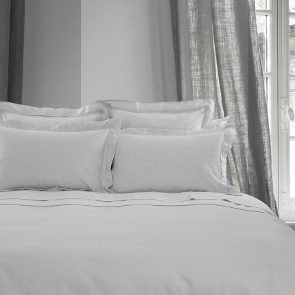 Cearceaf de pat cu elastic Descamps Unis Satin 160x200cm, Bleu-Gri