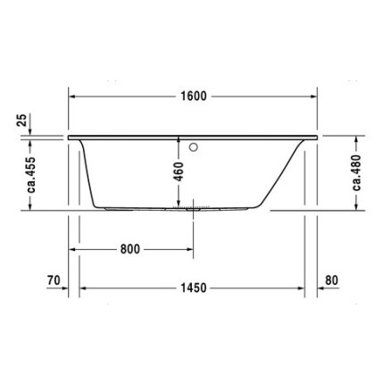 Cada baie rectangulara Duravit Darling New 160x70cm, acril, orientare dreapta, montaj incastrat sau cu panouri