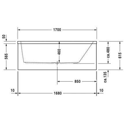 Cada baie rectangulara Duravit Vero 170x75cm, acril, spatar orientare dreapta