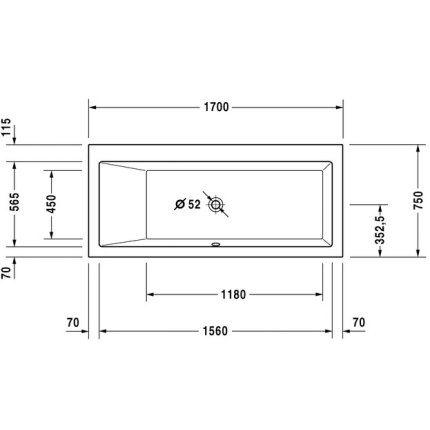Cada baie rectangulara Duravit Vero 170x75cm, acril, spatar orientare stanga