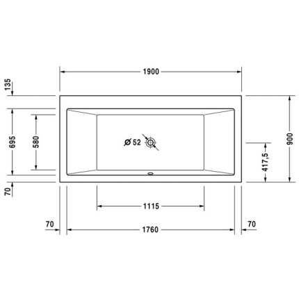 Cada baie rectangulara Duravit Vero 190x90cm, acril