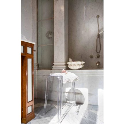 Set 2 scaune Kartell Charles Ghost design Philippe Starck, h45cm, maro transparent