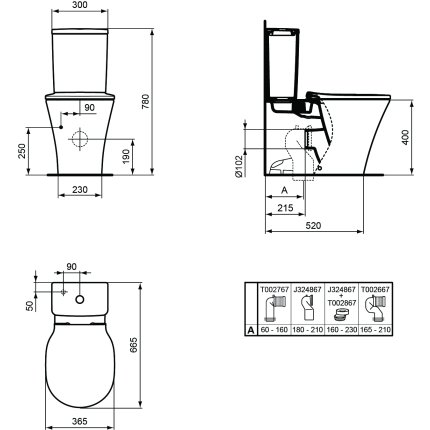 Set complet vas WC Ideal Standard Connect Air AquaBlade back-to-wall cu rezervor asezat si capac Thin slim inchidere lenta