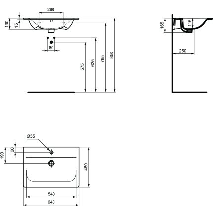 Set mobilier Ideal Standard Connect Air 60cm, cu lavoar si dulap baza cu doua sertare, alb lucios, alb mat