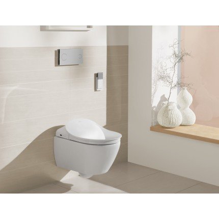 Set vas WC suspendat Villeroy&Boch Subway 2.0 DirectFlush, CeramicPlus si capac cu inchidere lenta ViClean cu functie bideu electric