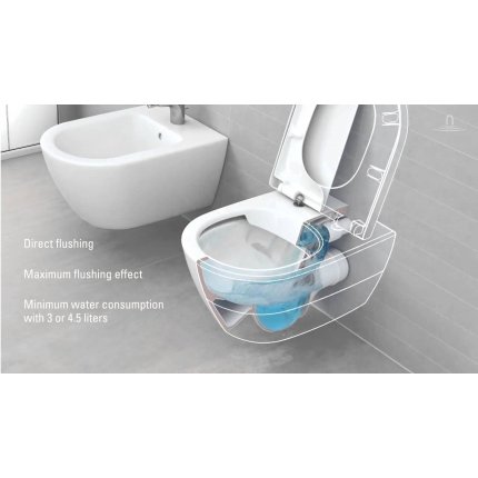 Set vas WC suspendat Villeroy & Boch Avento DirectFlush si capac slim cu inchidere lenta