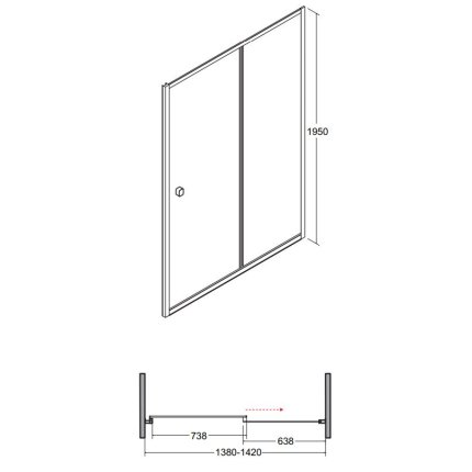 Usa de nisa culisanta Besco Duo Slide 140cm sticla transparenta securizata 6 mm, profil negru