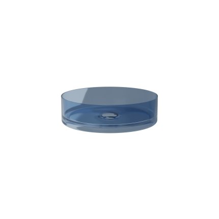 Lavoar rotund tip bol Besco Enya d 36cm, ResiCast, transparent, ventil click-clack crom, Blue Wave