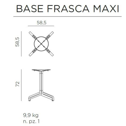 Baza aluminiu pentru masa exterior Nardi Frasca Maxi Fix h 72cm, HPL, antracit