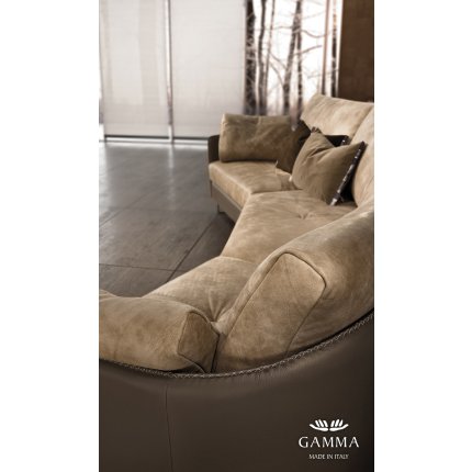 Canapea de colt Gamma Swing 292x155cm dreapta, piele Piuma E516, HandMade in Italy