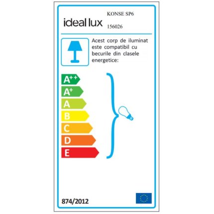 Pendul Ideal Lux Konse SP6, 6x60W E27, h102-174cm, dark gold