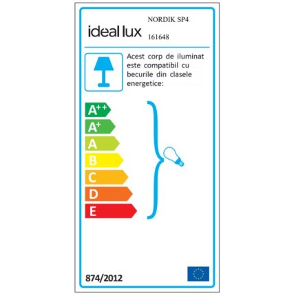 Suspensie Ideal Lux Nordik SP4, 4x60W E27, h34-243cm, negru mat