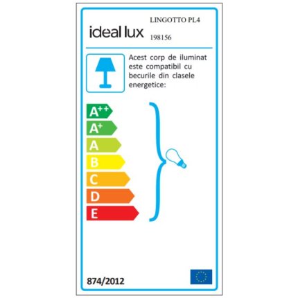 Aplica de tavan Ideal Lux Lingotto PL4, 4x40W E14