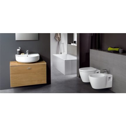 Set vas WC suspendat Ideal Standard Connect, capac inchidere lenta si rezervor incastrat ProSys Eco M cu clapeta crom