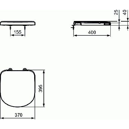 Capac WC Ideal Standard Tempo cu inchidere lenta pentru vas cu proiectie scurta