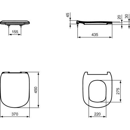 Capac WC Ideal Standard Tesi slim cu inchidere lenta