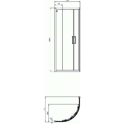Cabina de dus semirotunda Ideal Standard Connect 2  80x80cm, usi culisante, sticla 6mm tratata IdealClean