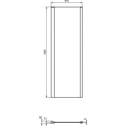 Perete fix Ideal Standard Connect 2 70cm, sticla 6mm tratata IdealClean, profil negru mat