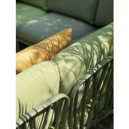 Canapea modulara exterior Nardi Komodo 5, 294x154cm, cadru verde, perne canvas Sunbrella
