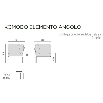 Set mobilier exterior Nardi Komodo Sipario 3 cu 2 canapele modulare, masuta si separator