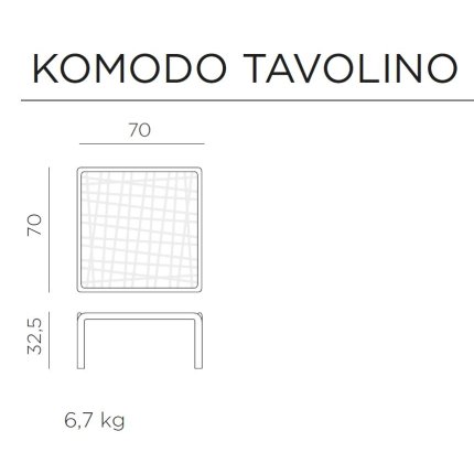 Masuta exterior Nardi Komodo Tavolino, 70x70cm, h32.5cm, alb