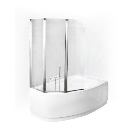 Paravan cada Besco Ambition 3, trei elemente mobile, 123,5x139cm, sticla transparenta 4 mm, profil crom