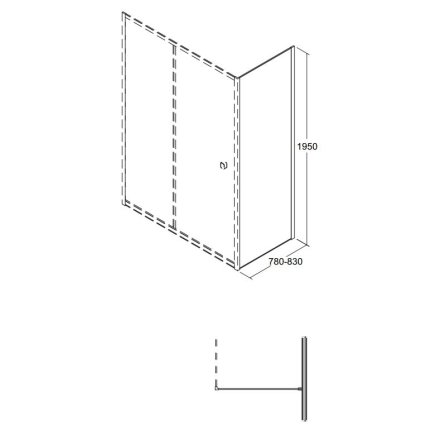 Panou lateral Besco Duo Slide 80cm, sticla transparenta securizata 6 mm, profil negru