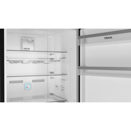 Combina frigorifica Teka RBF 74620 GBK No Frost, 330 litri, IonClean, clasa E, Cristal Black