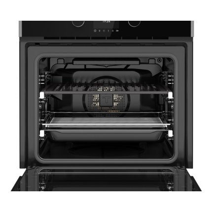 Cuptor electric incorporabil Teka Steak Master, grill 2x1200 W, gratar fonta, 63 litri, 12 functii, DualClean, Clasa A+, inox antipata- cristal negru