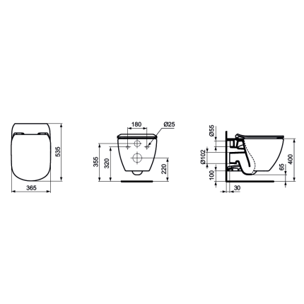 Set complet vas wc Ideal Standard Tesi AquaBlade cu capac inchidere lenta si rezervor incastrat cu cadru Prosys 120P si clapeta Oleas P1 crom