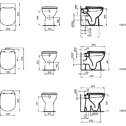 Vas WC Ideal Standard Tempo pentru rezervor ingropat, evacuare verticala