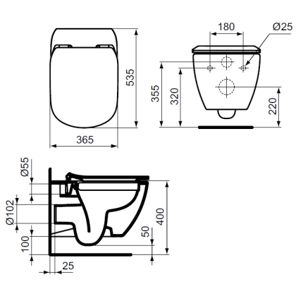 Vas WC suspendat Ideal Standard Tesi Rimless