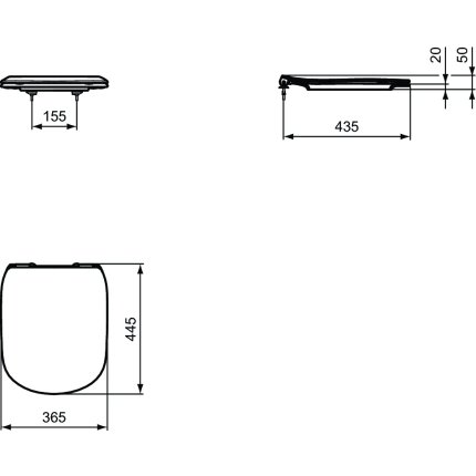 Capac WC Ideal Standard Tesi Silk slim cu inchidere lenta, alb mat