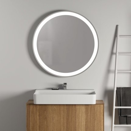 Oglinda rotunda Ideal Standard Conca 90cm, rama metalica si iluminare LED