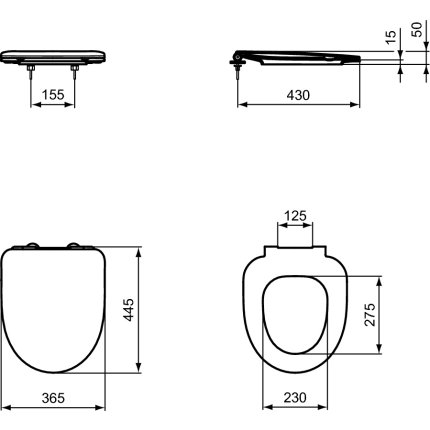 Capac WC Ideal Standard i.life A Round Slim cu inchidere lenta