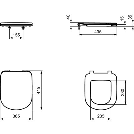 Capac WC Ideal Standard i.life A Square Slim, balamale metalice
