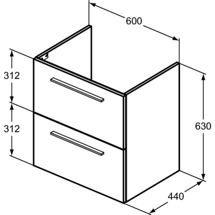 Set mobilier Ideal Standard i.life A cu dulap baza cu 2 sertare, alb mat si lavoar 64cm, alb