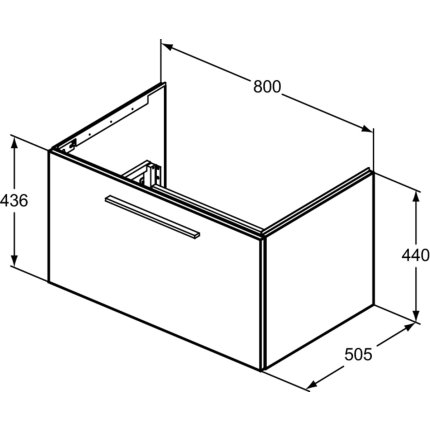 Dulap baza Ideal Standard i.Life B cu 1 sertar, 80x50.5x44cm, gri mat