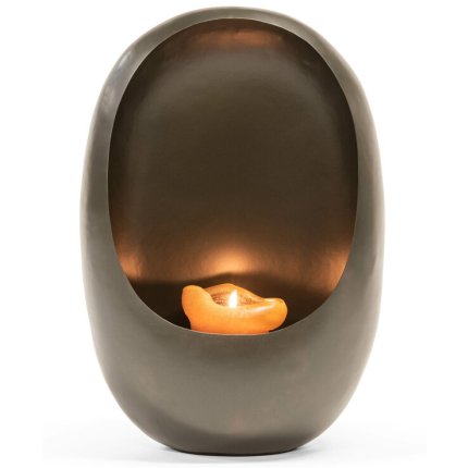 Suport lumanare Deko Senso Standing Egg, 15x9x21cm, metal, zinc - auriu antichizat